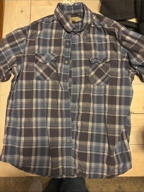 Sonoma Men's Blue Plaid Short-Sleeve Button-Up Shirt size XL